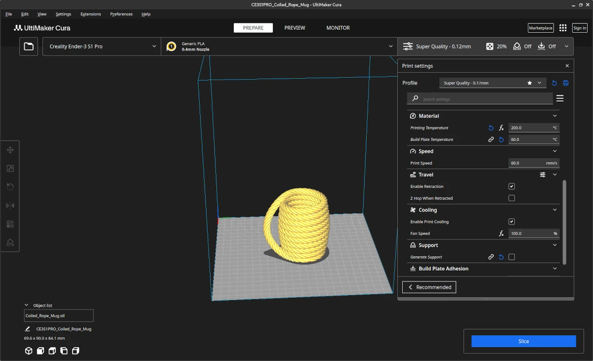 A screenshot of Ultimaker Cura